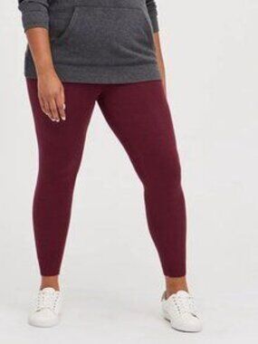 Torrid Leggings 3X Sweater Knit Burgundy Full Length Mid Rise Platinum Plus Size